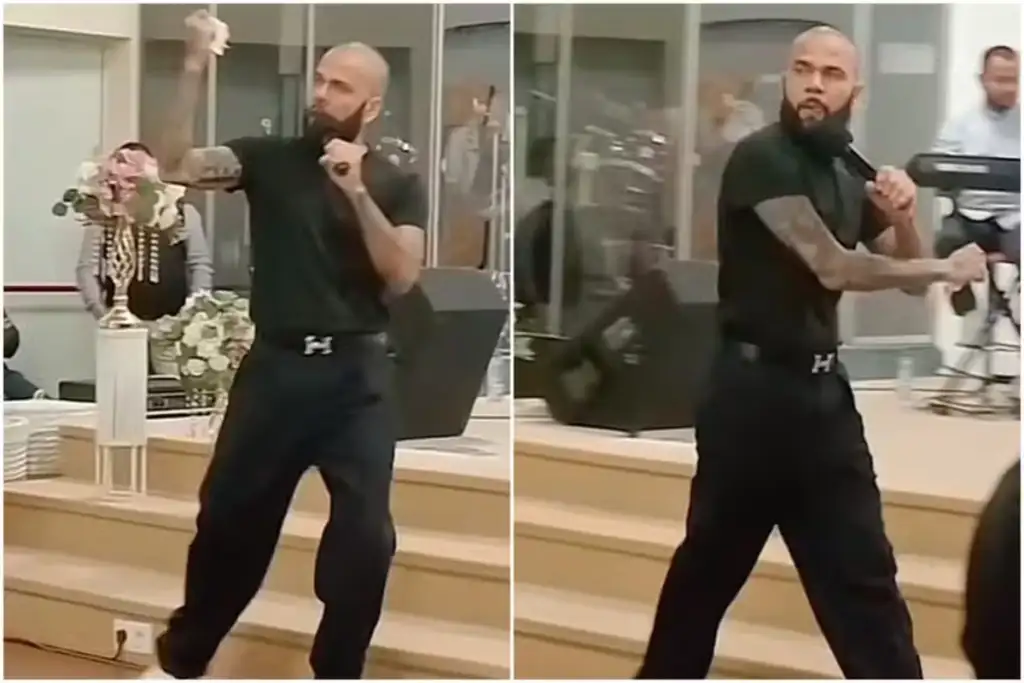 Daniel Alves reaparece como pregador evangélico em culto evangélico na Espanha