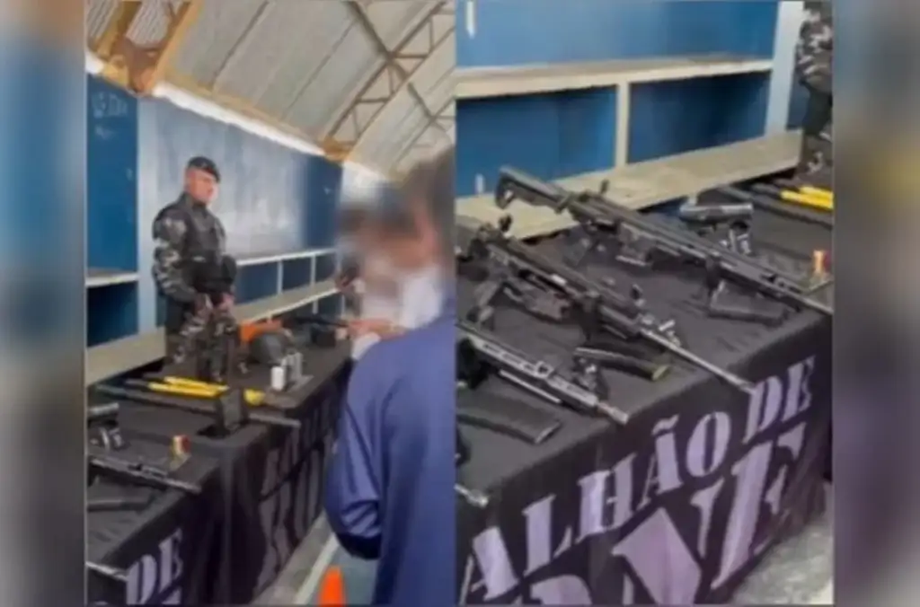 Colégio cívico-militar no Paraná expõe crianças a armamento pesado em evento com políticos